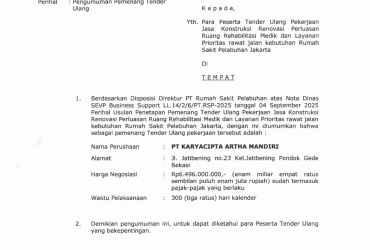 PENGUMUMAN PEMENANG TENDER ULANG